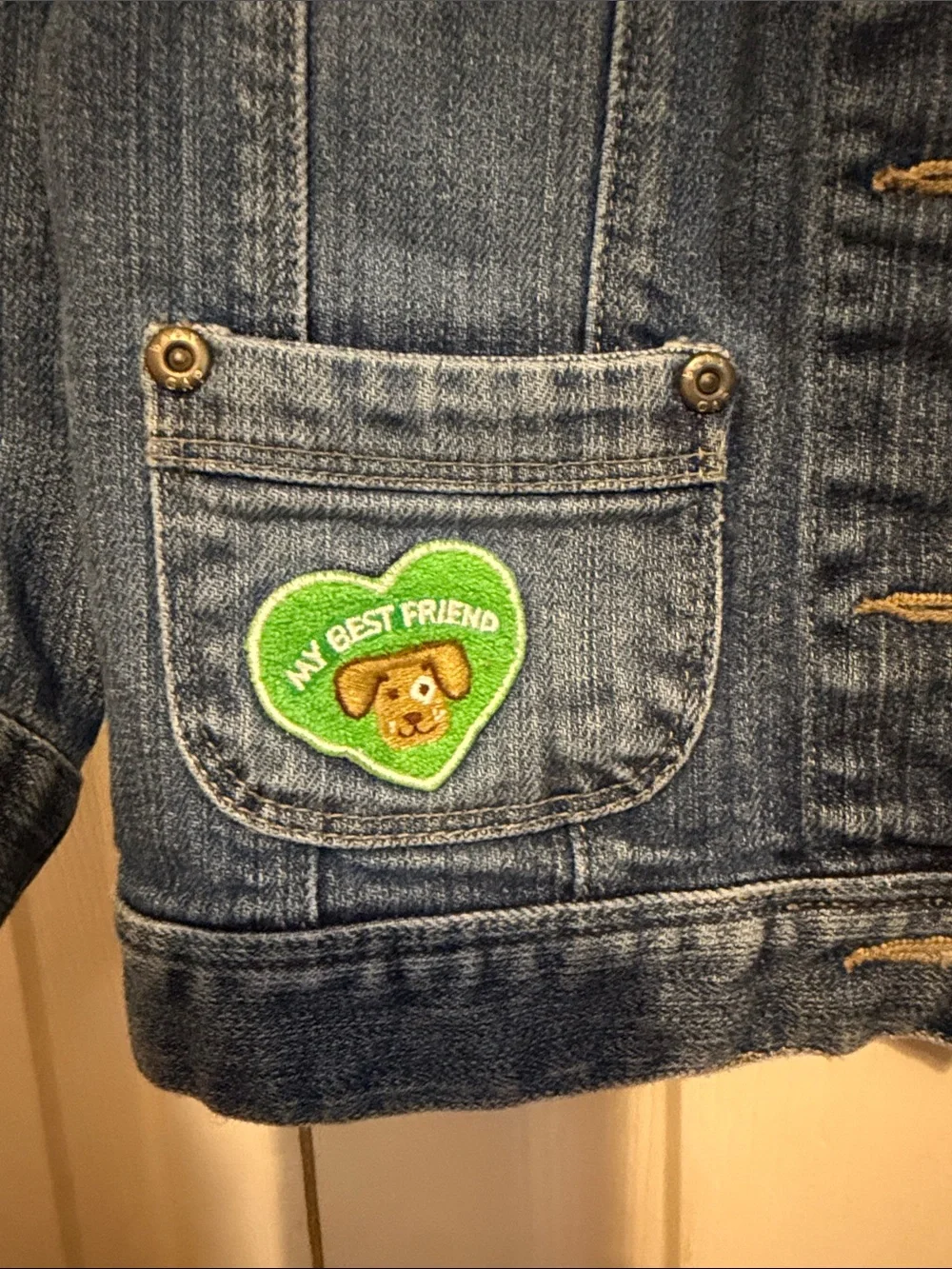 GAP Blue Denim Jacket with Heart Patches